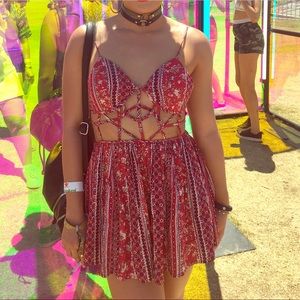 LF red bandana cutout romper